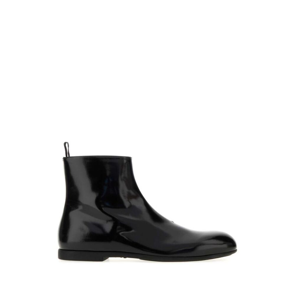 Jil Sander Men Black Leather Ankle Boots